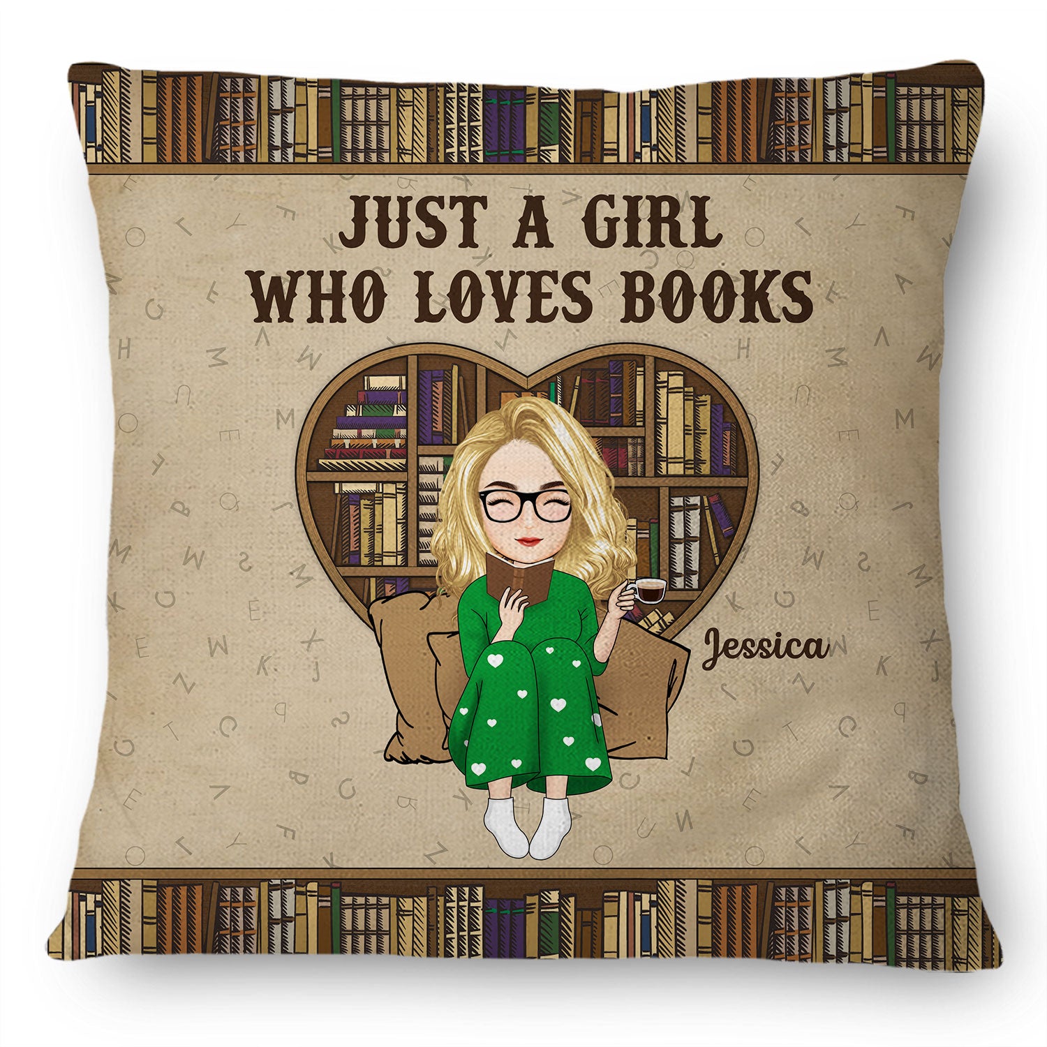 Reading Cartoon Just A Girl Who Loves Books - Gift For Book Lovers - Personalized Custom Pillow
