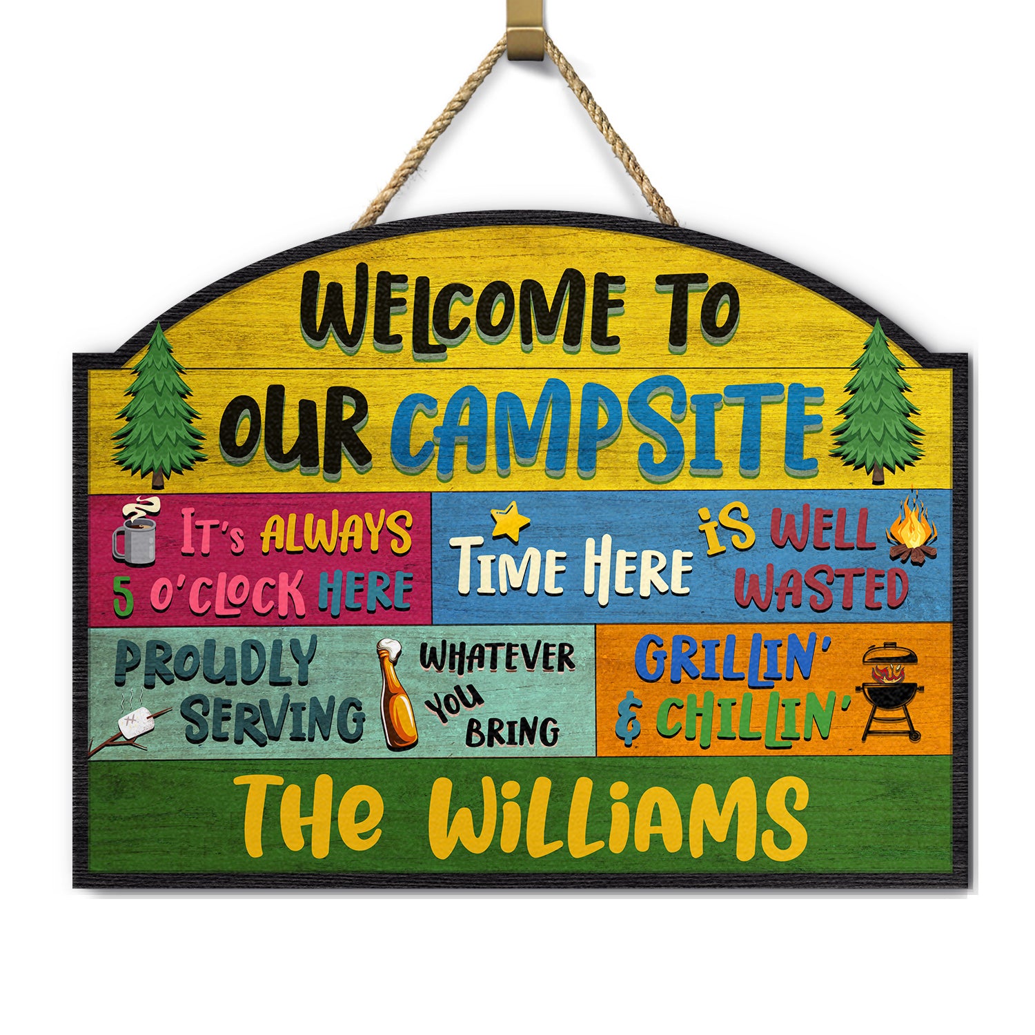 Welcome Grilling Chilling - Camping Decor - Personalized Custom Shaped Wood Sign