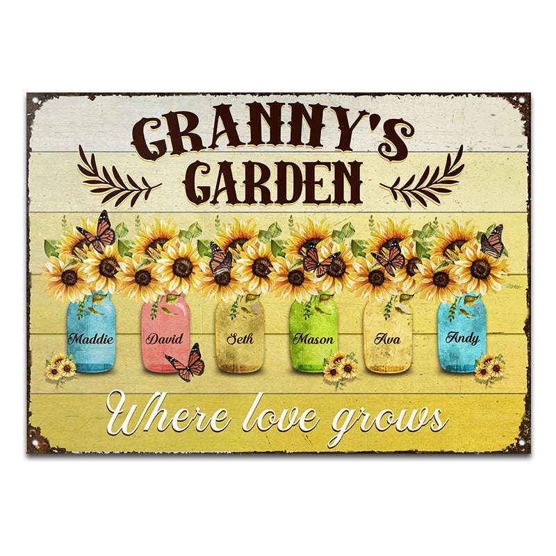 Granny's Garden Where Love Grows - Personalized Custom Classic Metal Signs