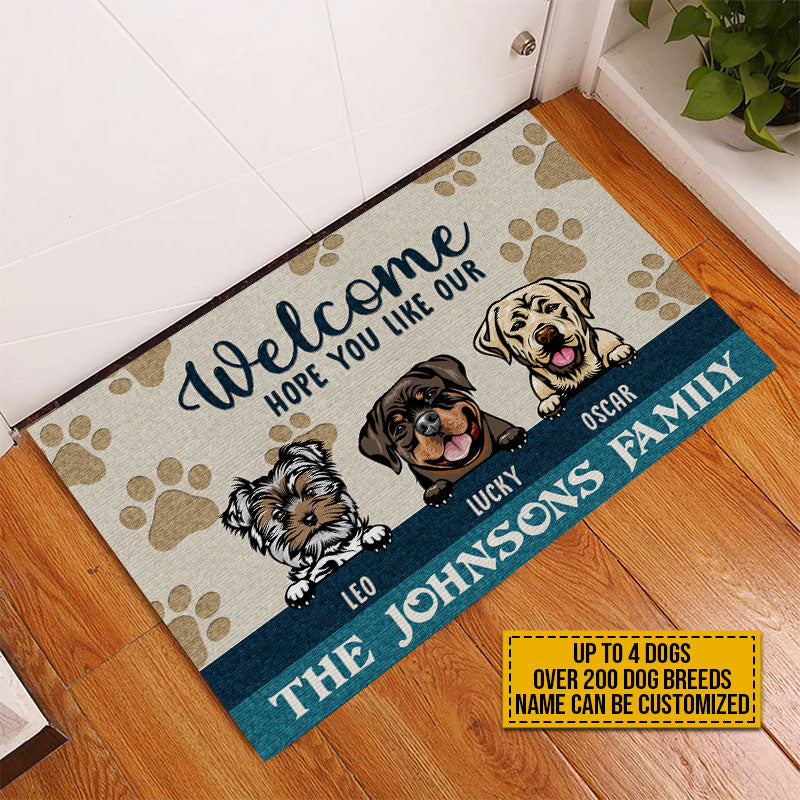 Welcome Hope You Like Dogs, Dog Welcome, Dog Lover Gift, Custom Doorma -  Wander Prints™