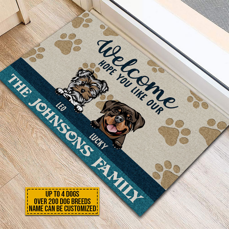 Welcome Hope You Like Dogs, Dog Welcome, Dog Lover Gift, Custom Doorma -  Wander Prints™