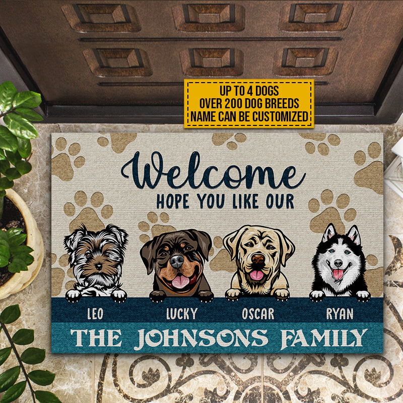 Welcome Hope You Like Dogs, Dog Welcome, Dog Lover Gift, Custom Doorma -  Wander Prints™