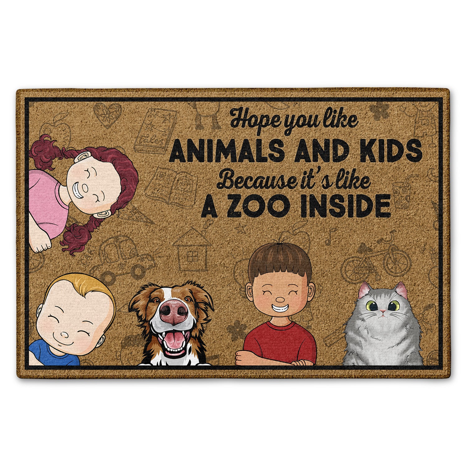 Hope You Like Animals And Kids - Birthday, Loving, Funny, Home Decor Gift For Dog, Cat Mom, Dad, Pet Lover, Parent, Grandparent - Personalized Custom Doormat