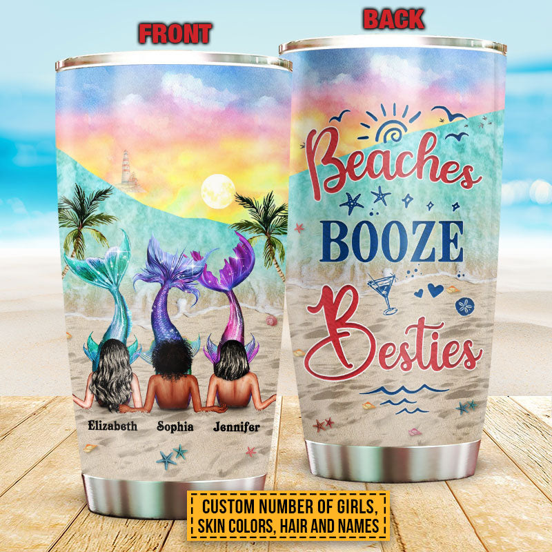 Mermaid Custom Wine Tumbler Beach Please We're Mermaids