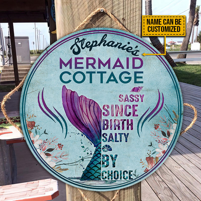 Mermaid Sassy Since Birth Custom Wood Circle Sign