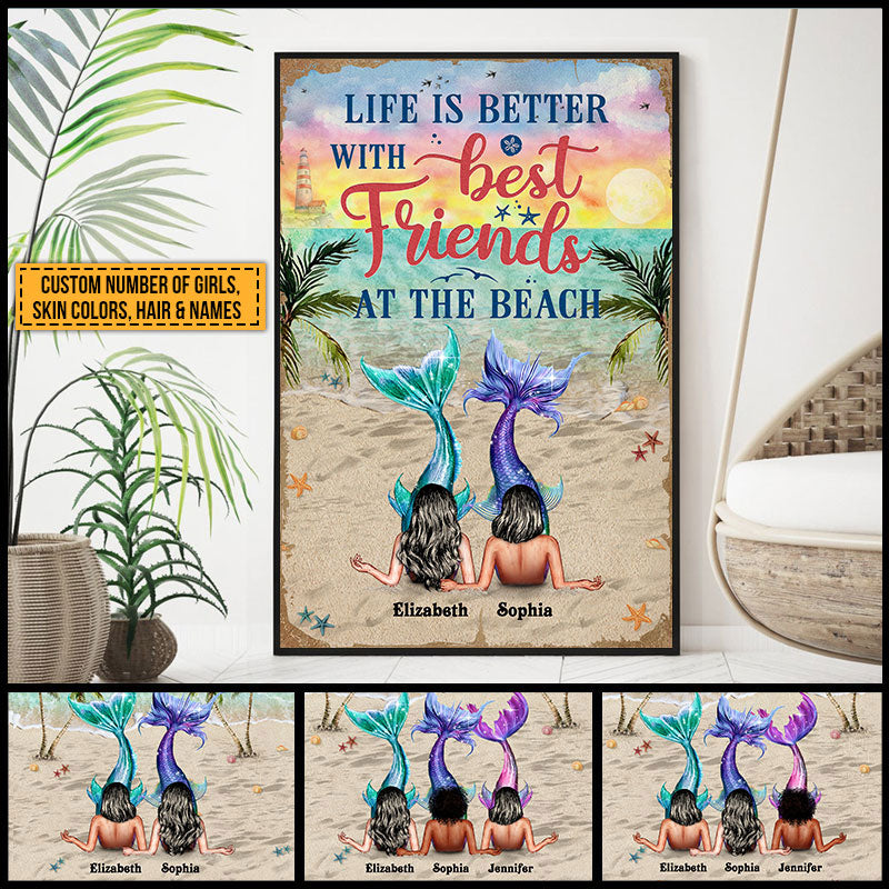 Mermaid Bestie Life Is Better Custom Poster