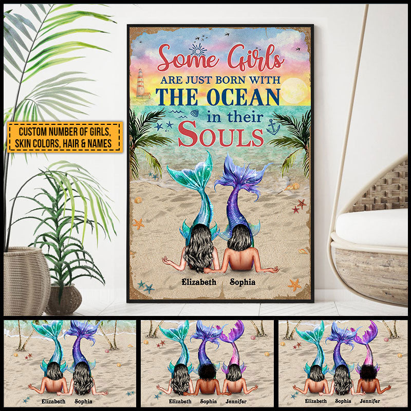 Mermaid Bestie Ocean In Souls Custom Poster