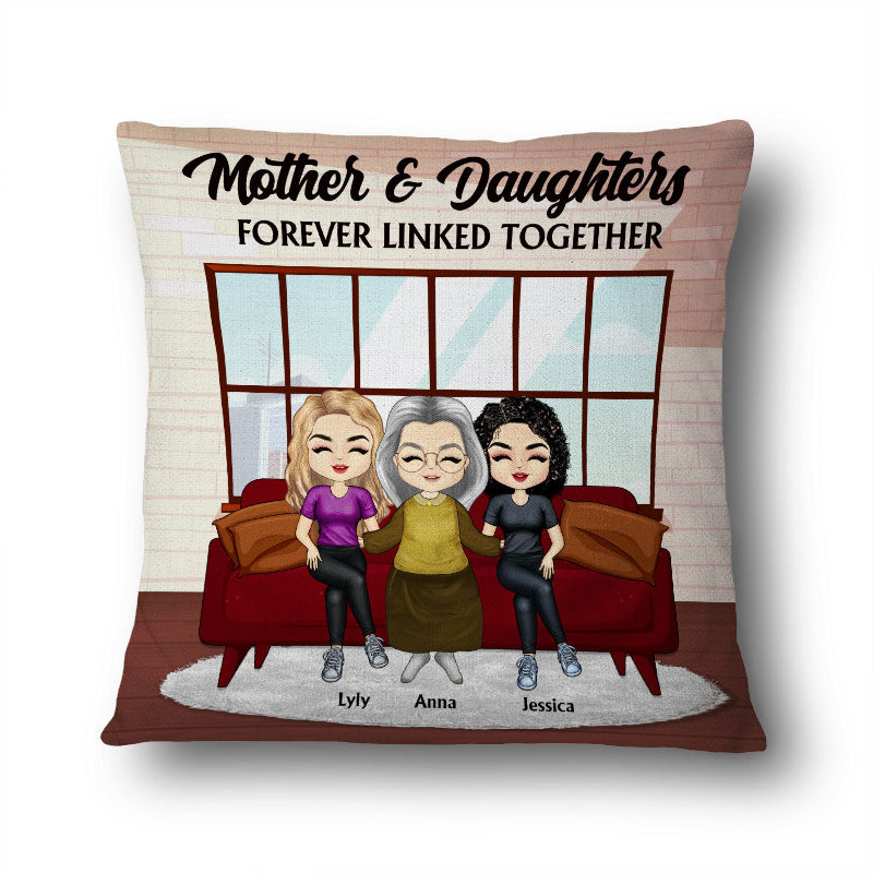 Linked Forever - Gift For Mother And Daughter - Personalized Custom Pillow