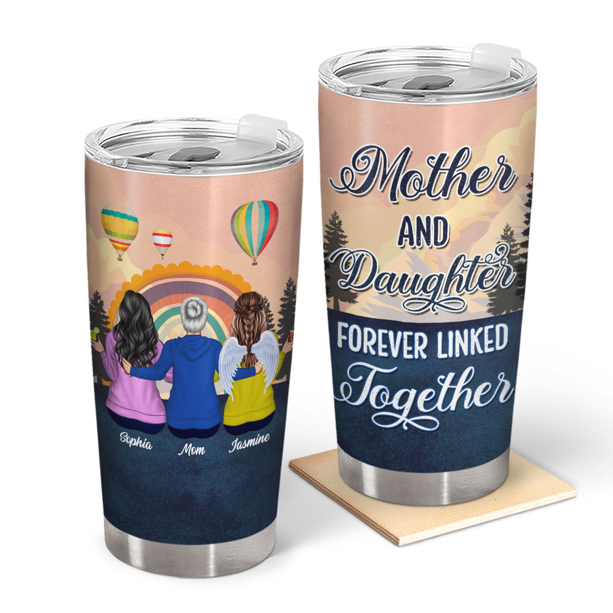 Mother And Daughter Linked Together Personalized Custom Tumbler