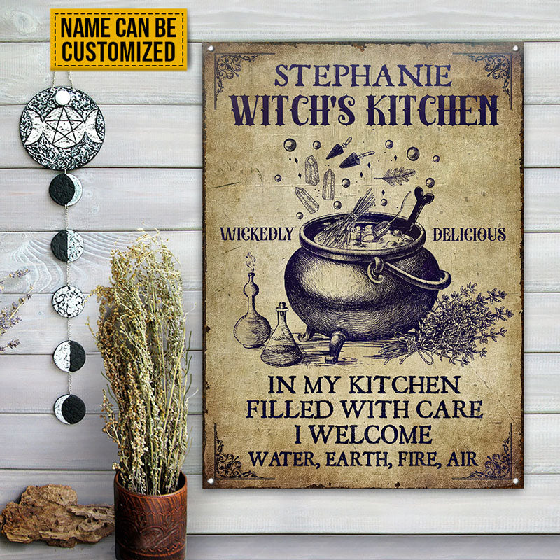 Witch Kitchen Water Earth Fire Air Custom Classic Metal Signs, Halloween Decorations Indoor, Spirits Halloween, Witch Gift, Witchcraft, Wiccan, Witchery, Witch Decorations