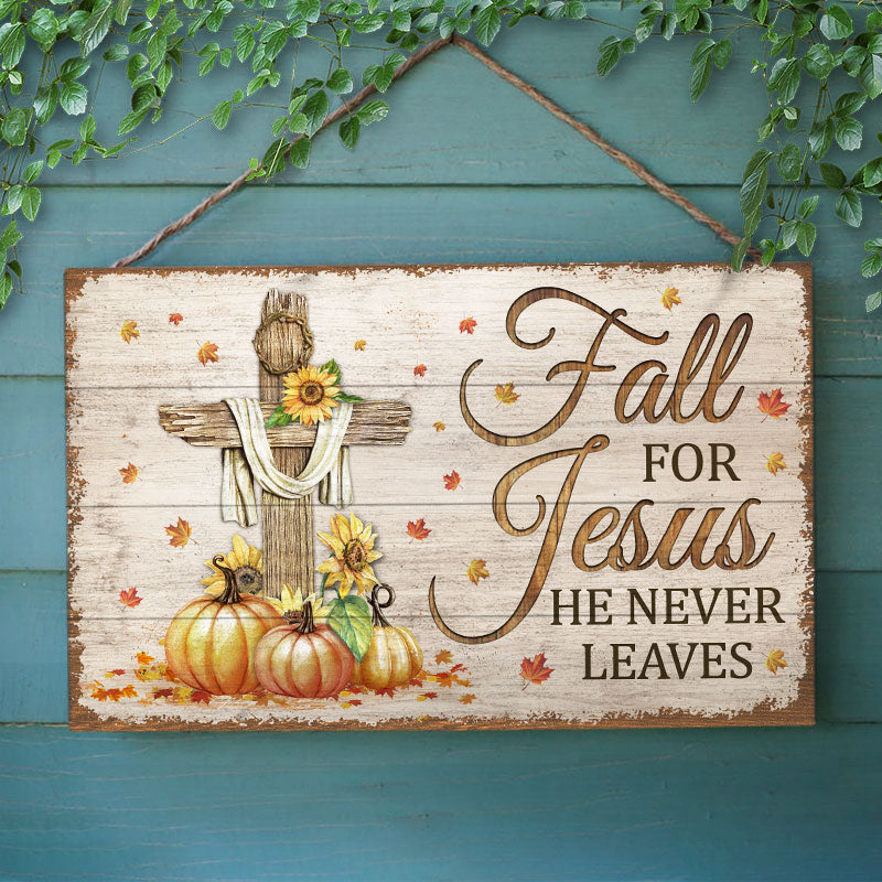 Christian Fall For Jesus Custom Wood Rectangle Sign, Bible, Wall Art, Autumn Decor, Church