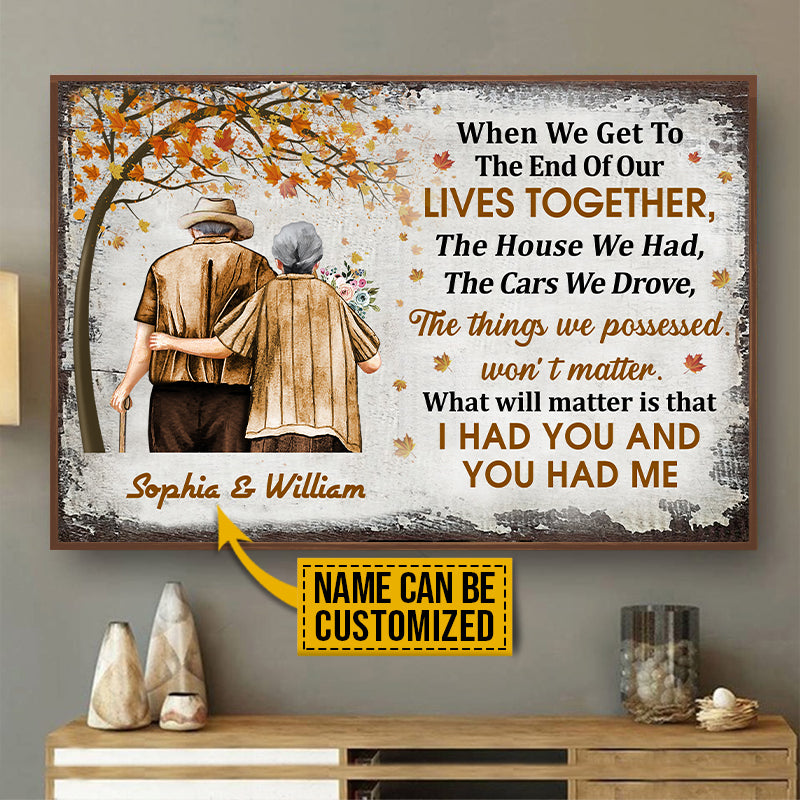 Family Old Couple When We Get Autumn Fall Leaves Custom Poster, Couple Gift, Anniversary Gift, Memorial Gift, Wall Art, Grandparents Day Gifts
