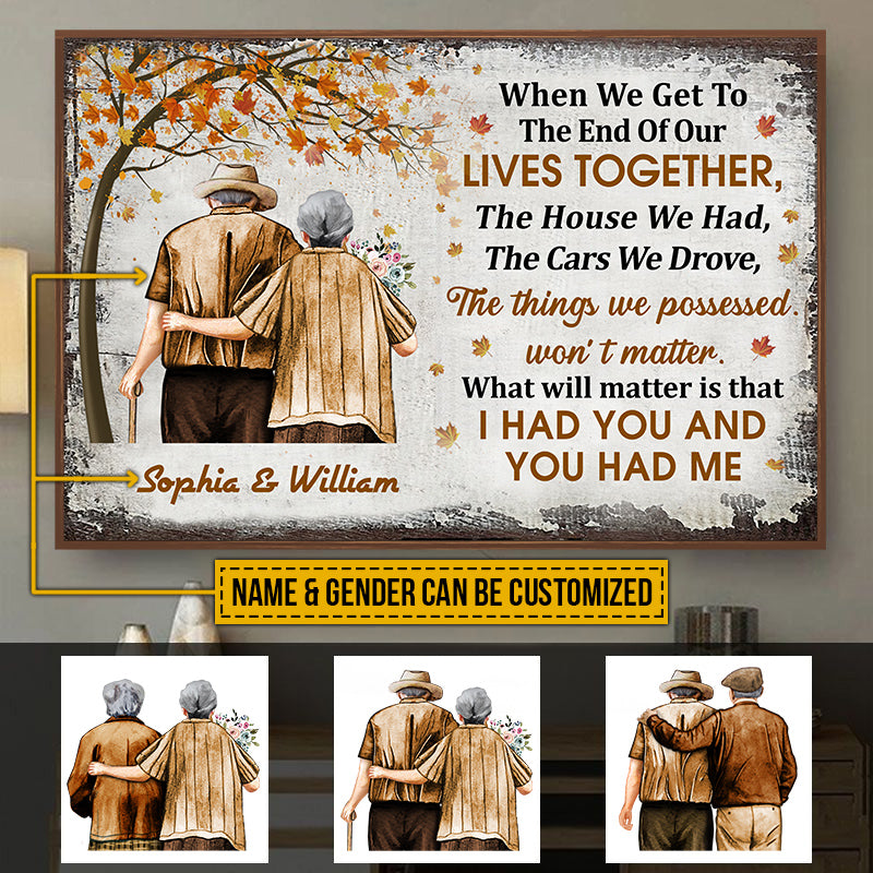 Pride Family Old Couple When We Get Autumn Fall Leaves Custom Poster, Couple Gift, Anniversary Gift, Memorial Gift, Wall Art, Grandparents Day Gifts