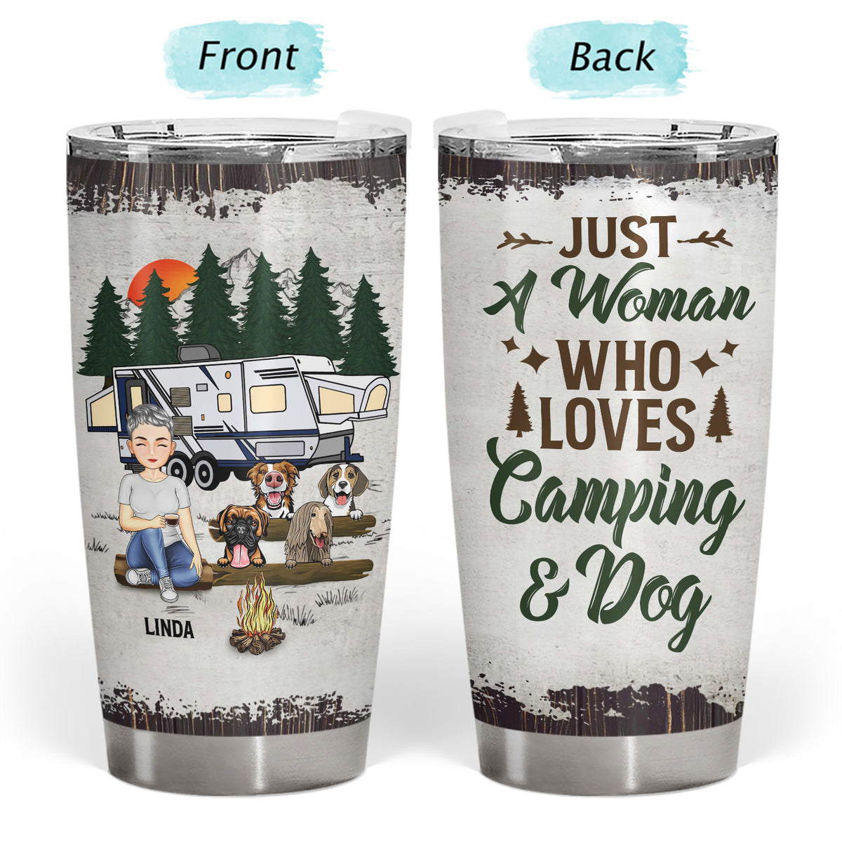 Just a Girls Who Love Camping Tumbler With Straw 20oz, Camping