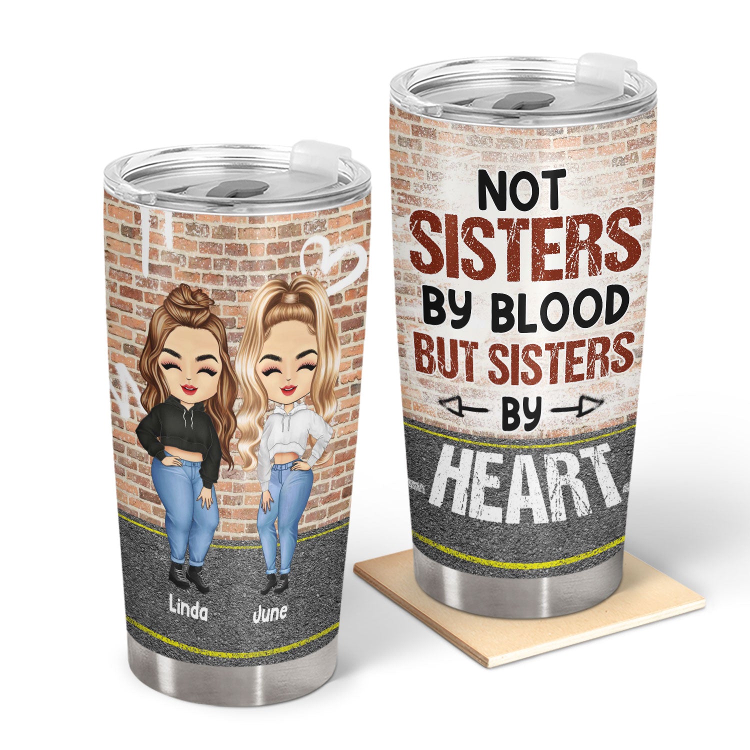 Besties Not Sisters By Blood But Sisters By Heart - Birthday Gifts For Friends, Soul Sisters, BFF, Siblings - Personalized Custom Tumbler