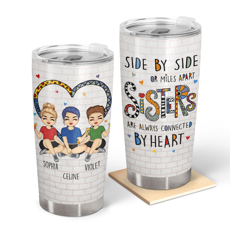 Connected By Heart Gift For Siblings - Personalized Custom Tumbler