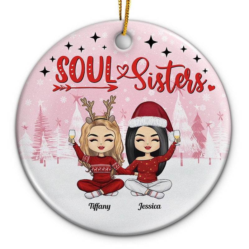Soul Sisters Gift For Besties - Personalized Custom Circle Ceramic Ornament