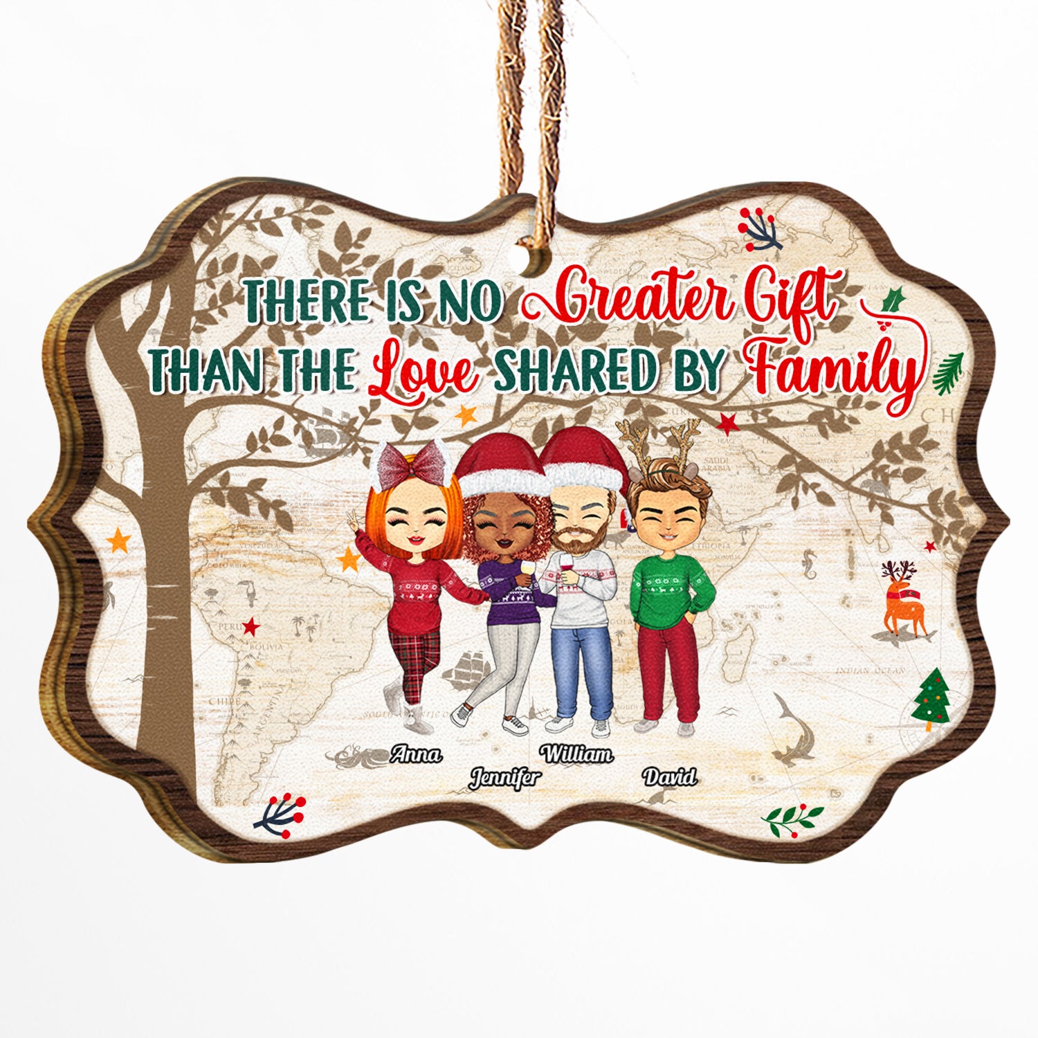 Shared By A Family - Gift For Family - Personalized Custom Wooden Ornament