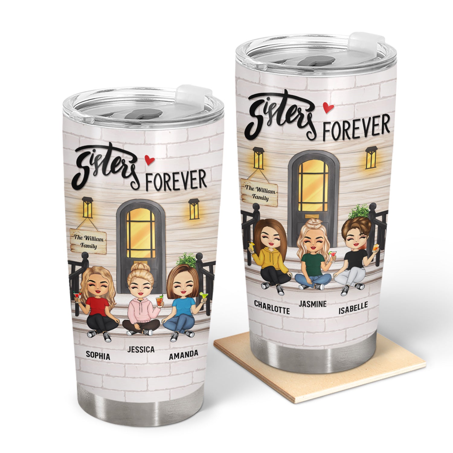 Sisters Forever - Gift For Sisters, Besties - Personalized Custom Tumbler