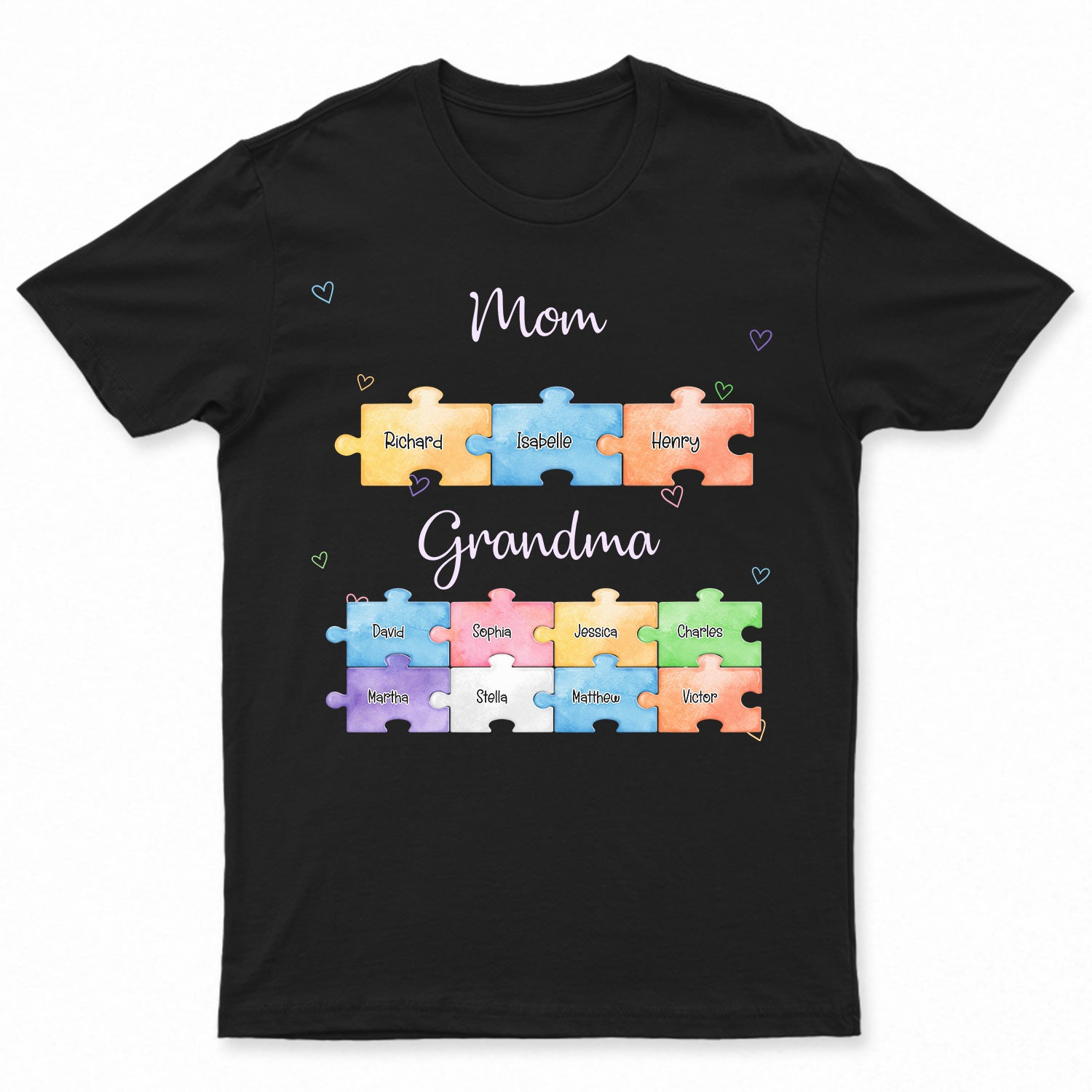 Mom Grandma Puzzle - Gift For Mom, Grandma - Personalized Custom T Shirt