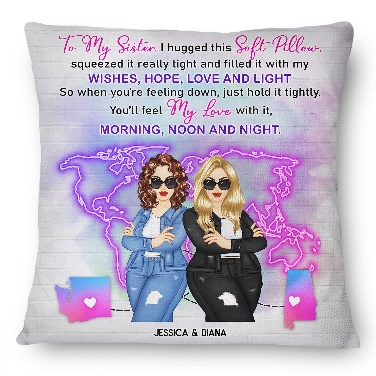 Hug This Soft Pillow - Gift For Long Distance Sisters Besties - Personalized Custom Pillow