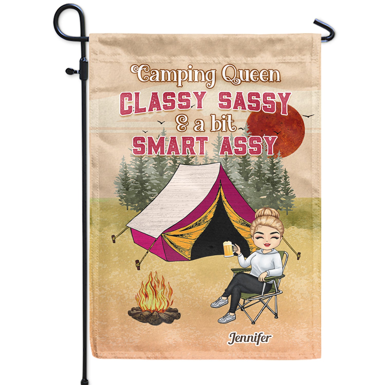 Camping Queen Classy Sassy - Gift For Camping Lovers - Personalized Custom Flag