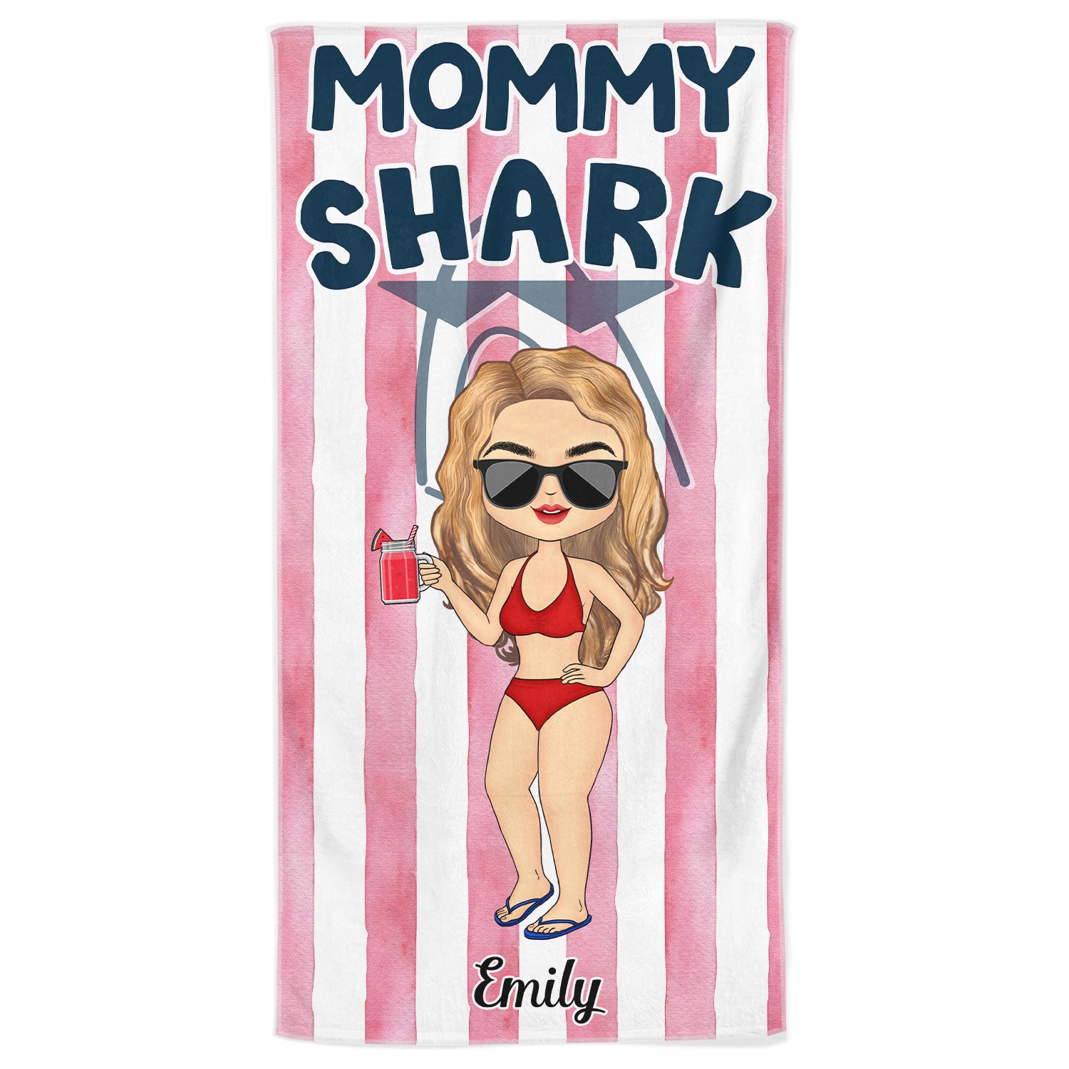 Family Shark - Gift For Family - Personalized Custom Beach Towel