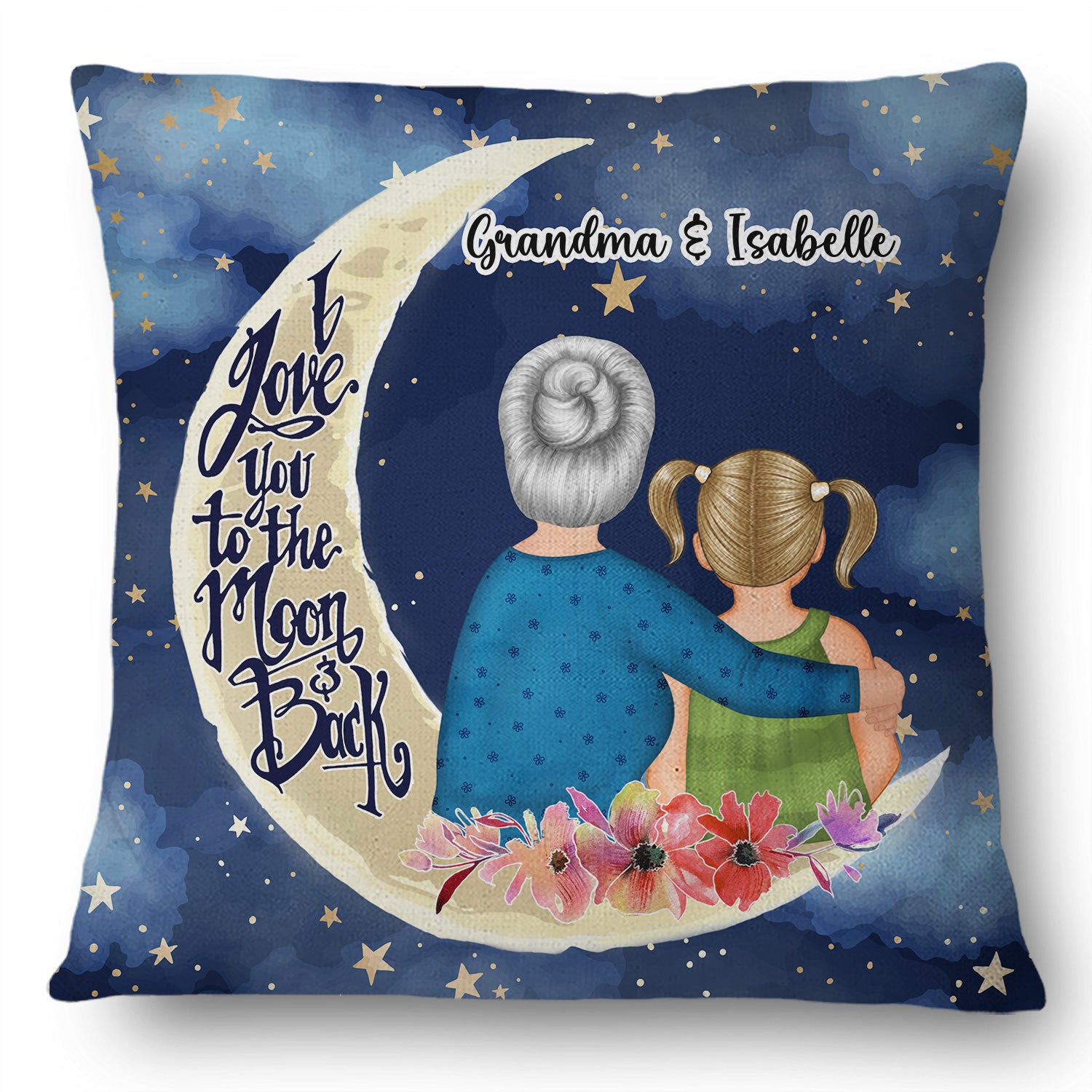 Love You To The Moon And Back - Grandma, Grandmother Gift - Personalized Custom Pillow