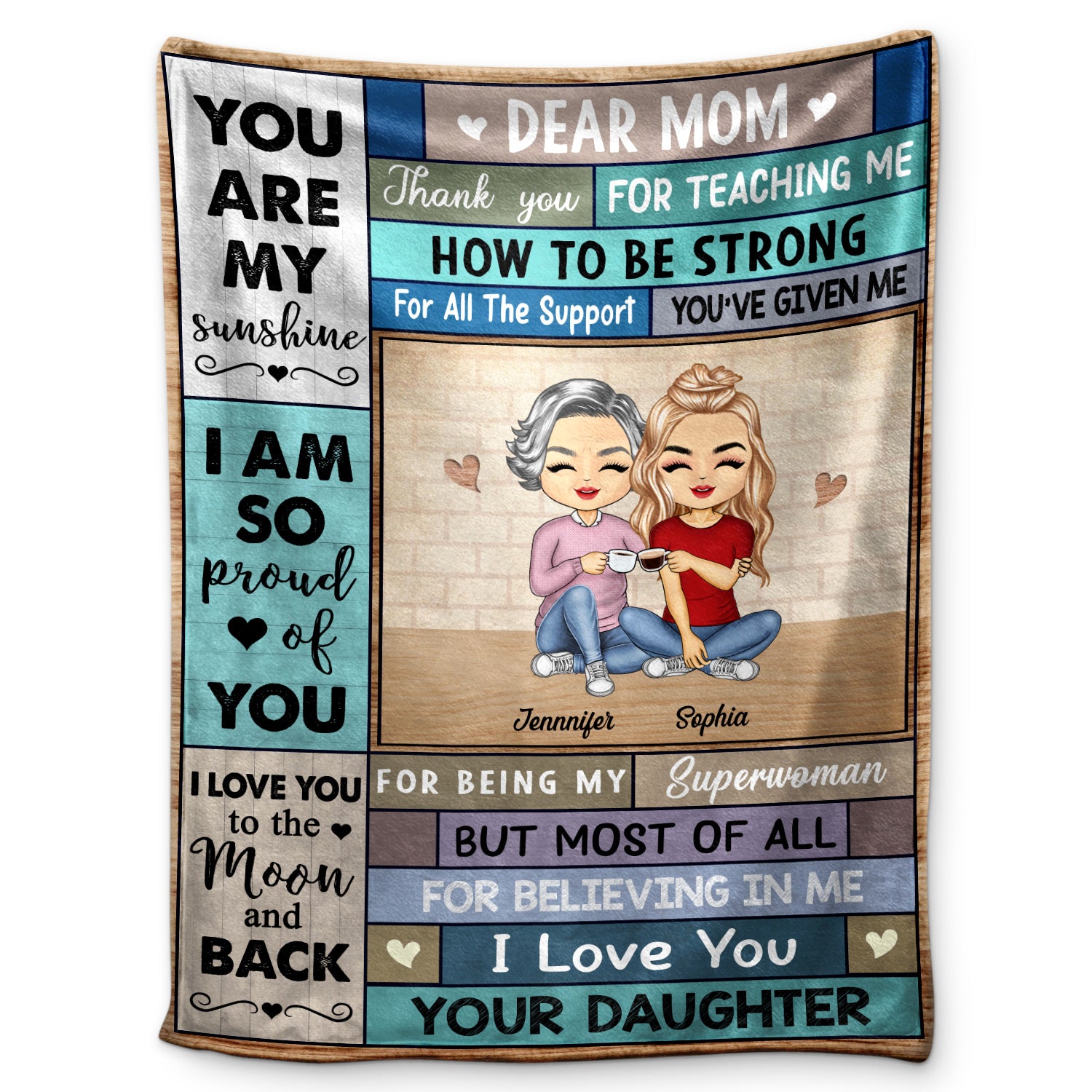 Dear Mom Thank You For Teaching Me How To Be Strong - Gift For Mother - Personalized Custom Fleece Blanket