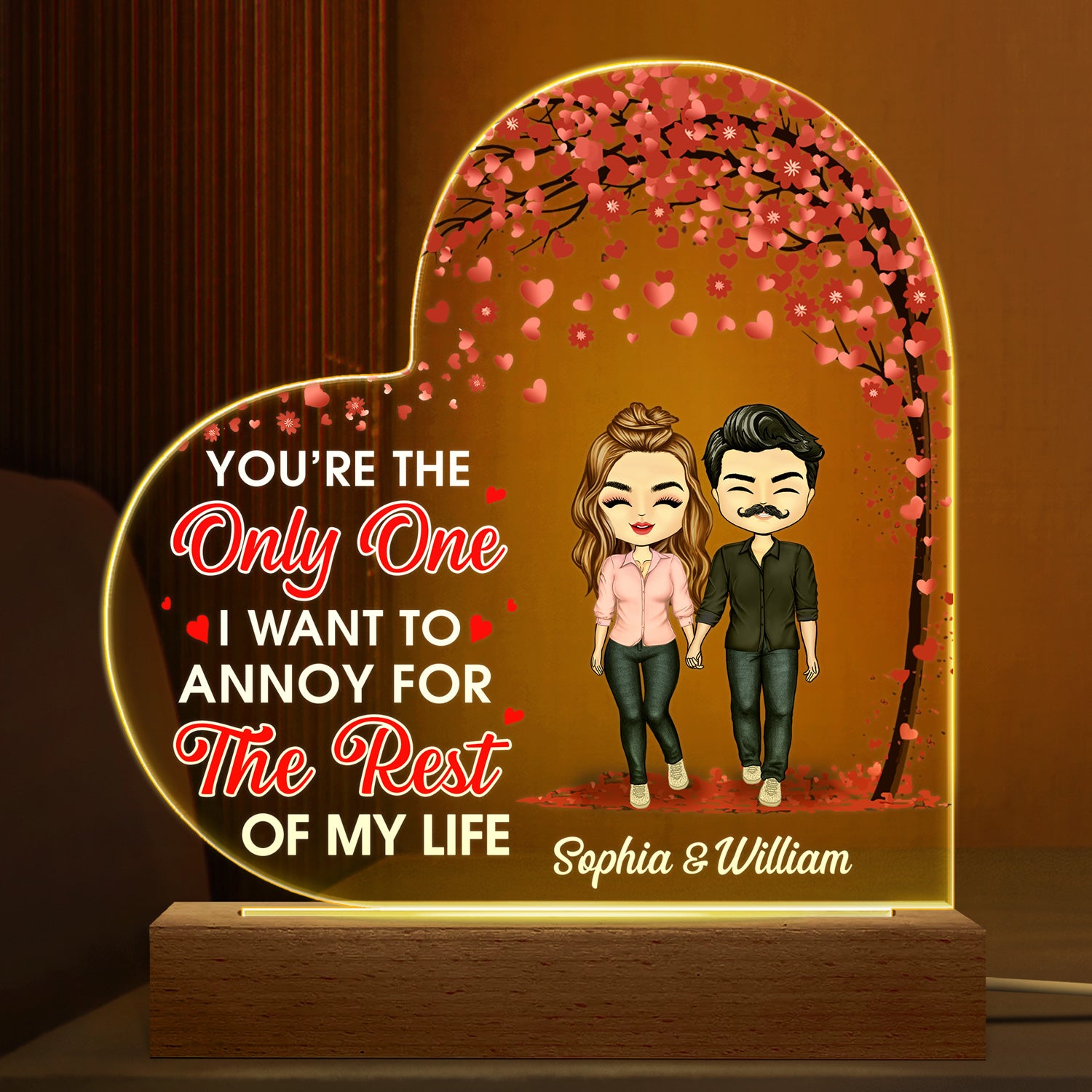 Annoy For The Rest Of My Life - Anniversary, Birthday Gift For Spouse, Lover, Husband, Wife, Boyfriend, Girlfriend, Couple - Personalized Custom 3D Led Light Wooden Base