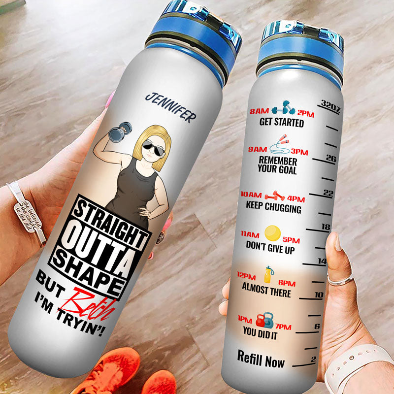 Just A Girl With Goals New Version - Personalized Water Bottle With Time  Marker - Birthday, Motivation Gift For Her, Girl, Woman, Fitness Lovers