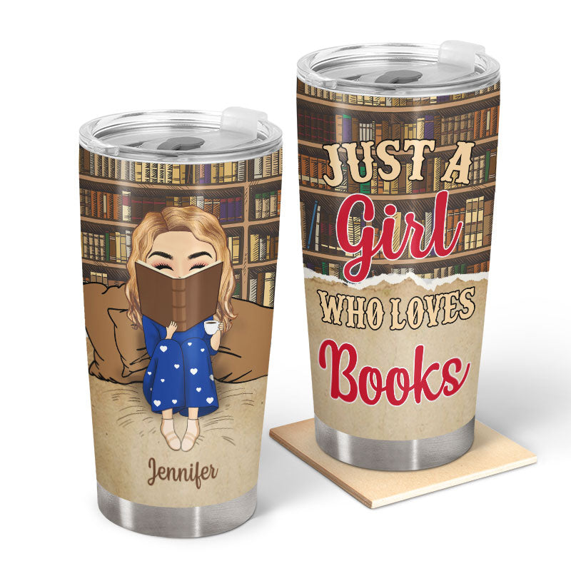 Reading Chibi Girl Just A Girl Who Loves Books - Personalized Custom Tumbler