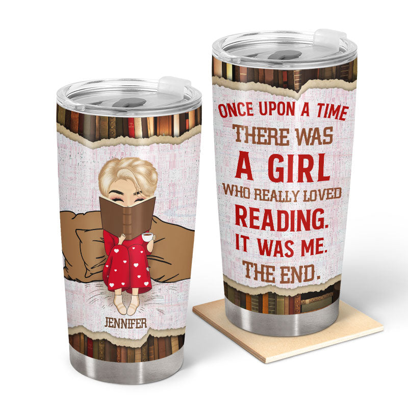 Reading Chibi Girl Once Upon A Time - Personalized Custom Tumbler