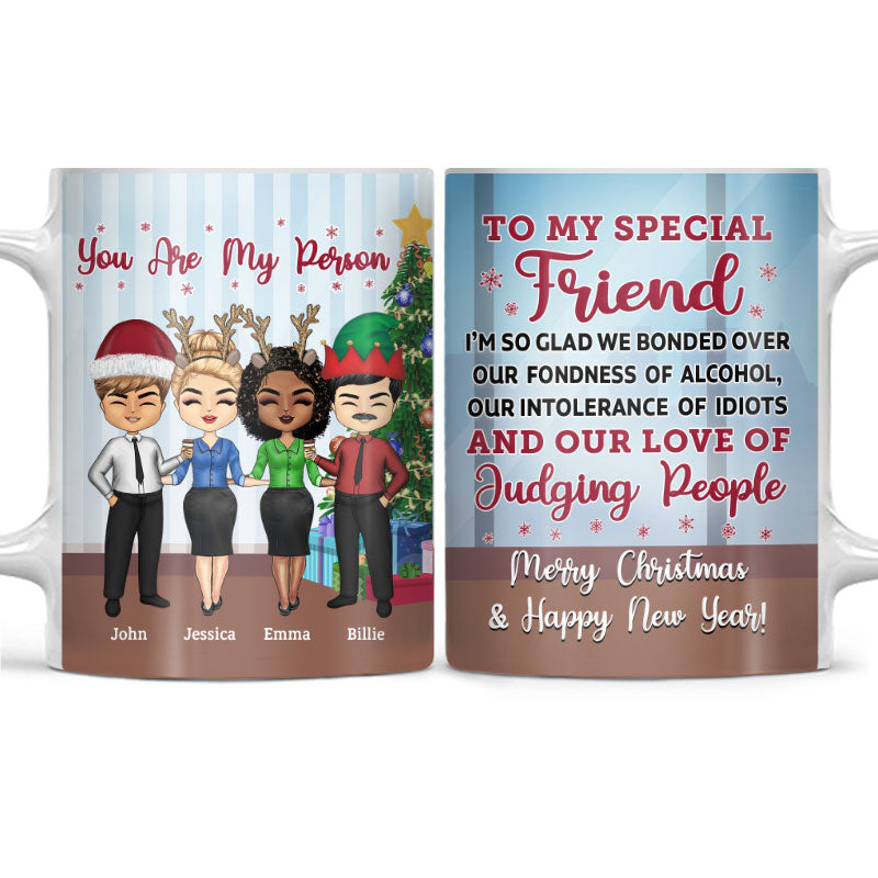 I'm So Glad We Friends - Christmas Gift For BFF - Personalized Custom White Edge-to-Edge Mug