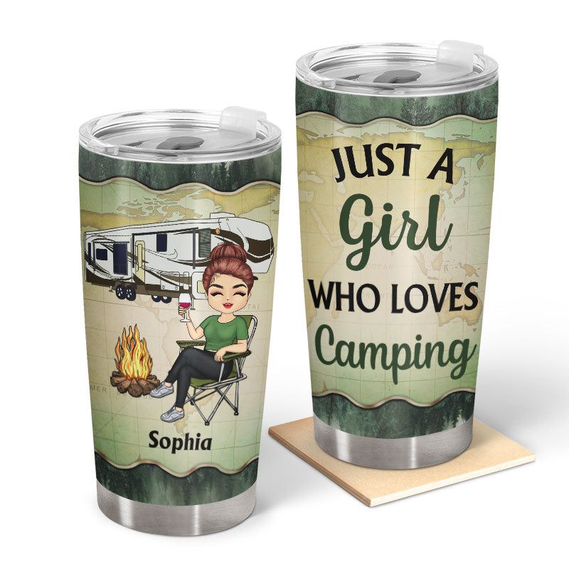 A Girl Who Loves Camping - Camping Gift - Personalized Custom Tumbler