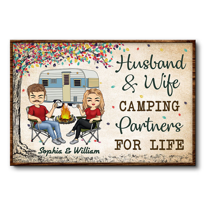 Camping Partners For Life Husband Wife - Couple Gift - Personalized Custom Poster