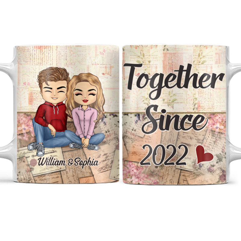 Together Since Husband Wife - Couple Gift - Personalized Custom White Edge-to-Edge Mug