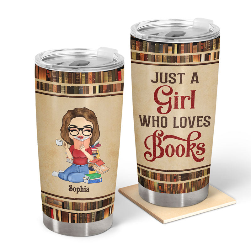 Just A Girl Who Loves Books Chibi Reading - Reading Gift - Personalized Custom Tumbler