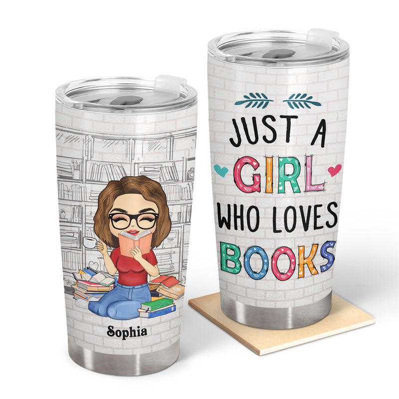 Just A Girl Who Loves Books Chibi Reading Colorful - Reading Gift - Personalized Custom Tumbler