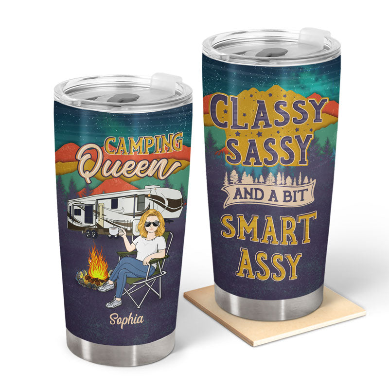 Camping Queen Classy Sassy & A Bit Smart Assy Mountain - Gift For Camping Lovers - Personalized Custom Tumbler