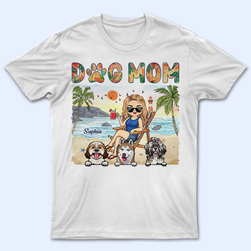 Dog Mom Beach Chibi Girl - Gift For Dog Lovers - Personalized Custom T Shirt