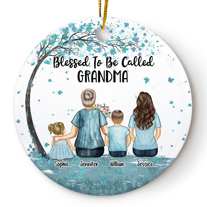 Blessed To Be Call Grandma - Christmas Gift For Grandmother - Personalized Custom Circle Ceramic Ornament