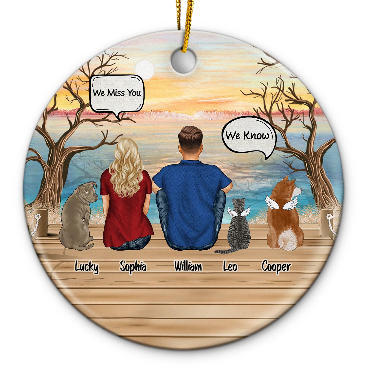 Still Talk About You Couple Dog Loss Cat Loss Pet Memorial - Christmas Gift - Personalized Custom Circle Ceramic Ornament