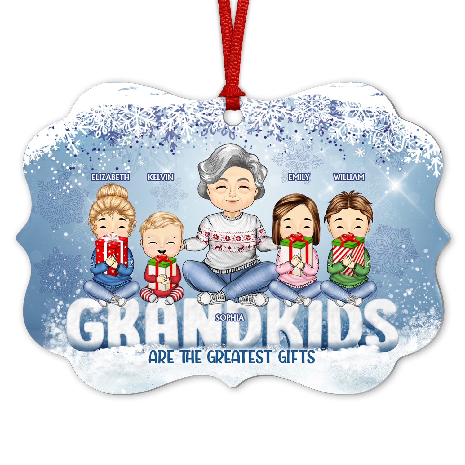 Grandkids Are The Greatest Gifts - Christmas Gift For Grandma - Personalized Custom Aluminum Ornament