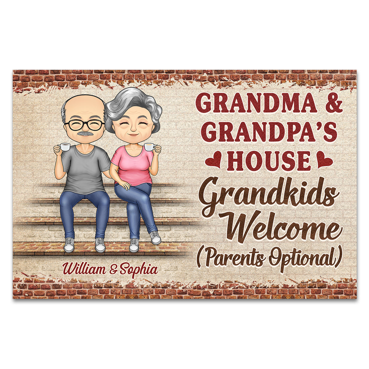 Grandma And Grandpa's House Grandkids Welcome Parents Optional Chibi C ...