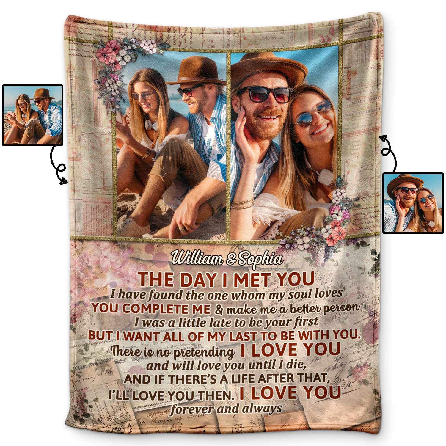 Custom Photo The Day I Met You I Have Found The One Whom My Soul Loves Husband Wife - Couple Gift - Personalized Custom Fleece Blanket