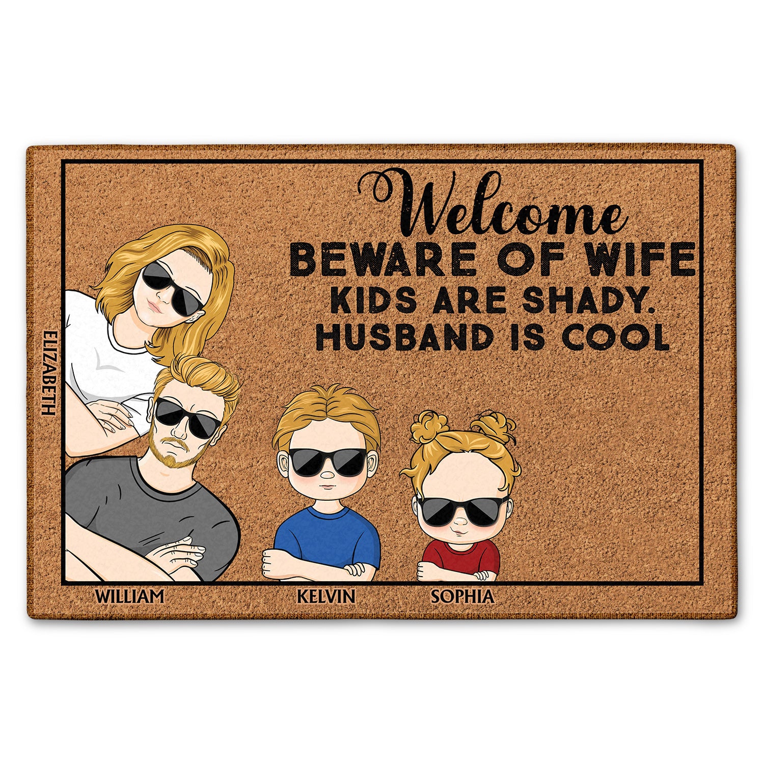 Beware Of Wife Kids Are Shady Husband Is Cool Couple - Anniversary, Birthday, Housewarming Gift For Spouse, Husband, Wife, Family - Personalized Custom Doormat