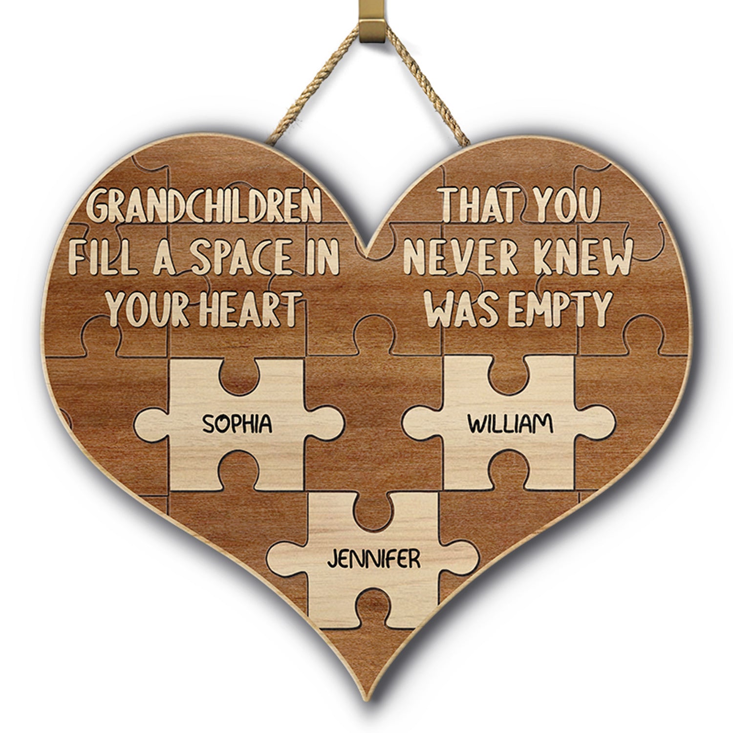 Grandchildren Fill A Space In Your Heart Puzzle - Birthday, Loving Gift For Mom, Mother, Mama, Grandma, Grandmother - Personalized Custom Shaped Wood Sign