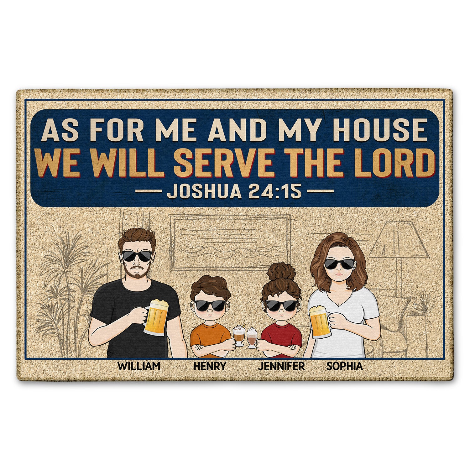 As For Me And My House We Will Serve The Lord - Home Decor, Birthday Gift For Couples, Husband, Wife, Family - Personalized Custom Doormat
