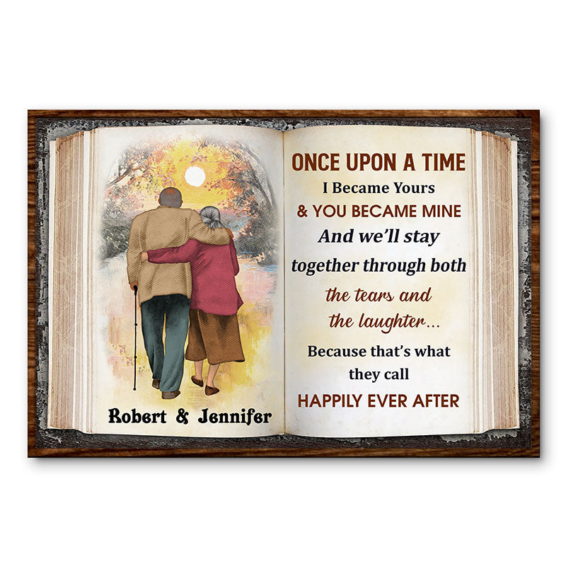 Once Upon A Time Old Couple Anniversary Memorial Gift - Personalized Custom Poster